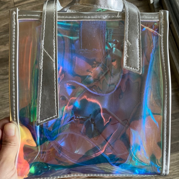 Silver jelly transparent bag with crossbody strap - Picture 4 of 7